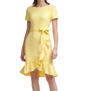 Calvin Klein Ruffled Tulip Hem Crepe Dress 4